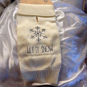 Rae Dunn “Let it Snow” Dog Sweater Cream/ Black